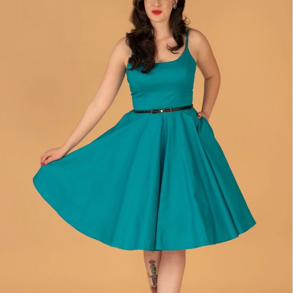 NWT PEGGY RETRO CIRCLE DRESS IN TURQUOISE